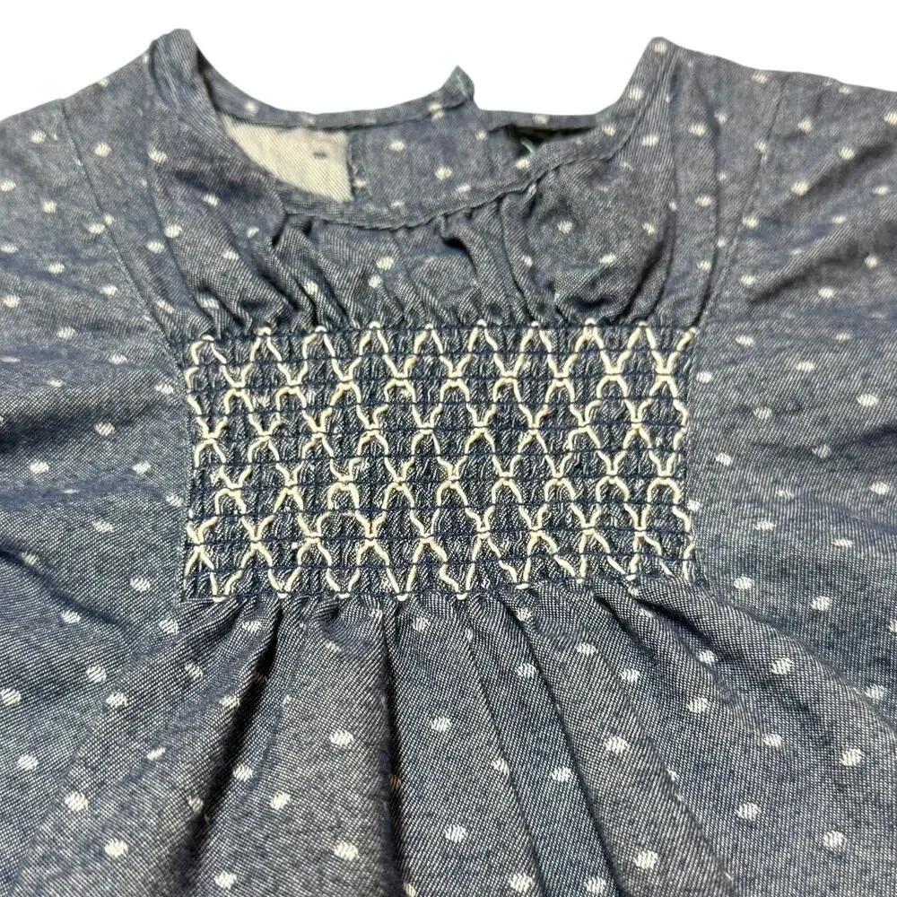 Cynthia Rowley Smocked Polka Dot Denim Dress 3-6 month